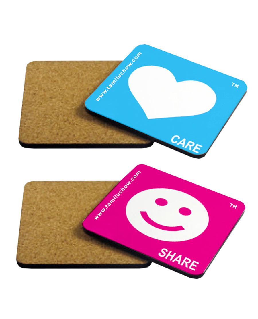 STOP, THINK, CARE, SHARE COASTERS